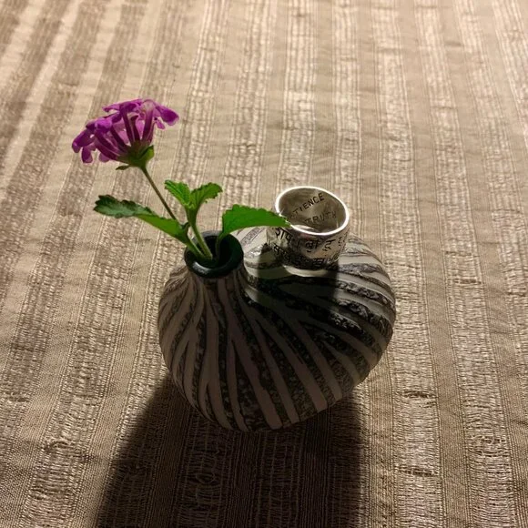 Me & Ro Sterling Silver Wide Sanskrit Ring
